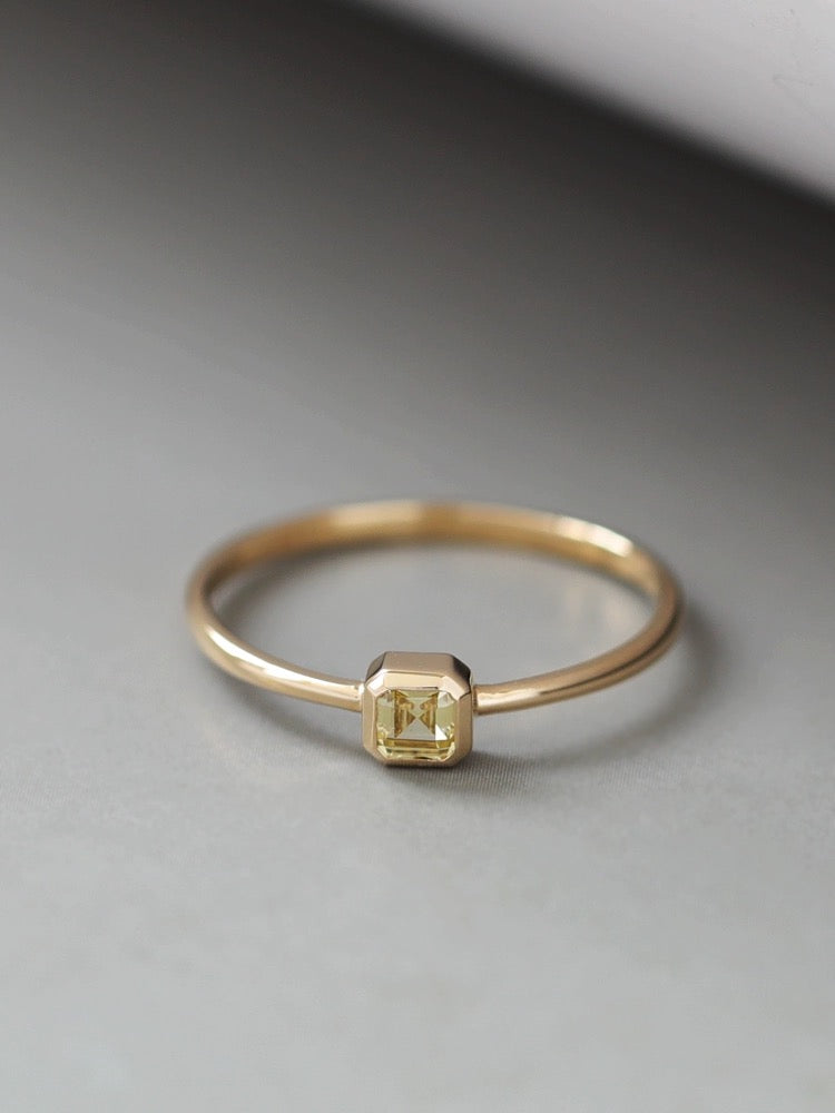 Yellow Stone Cube Stackable Ring