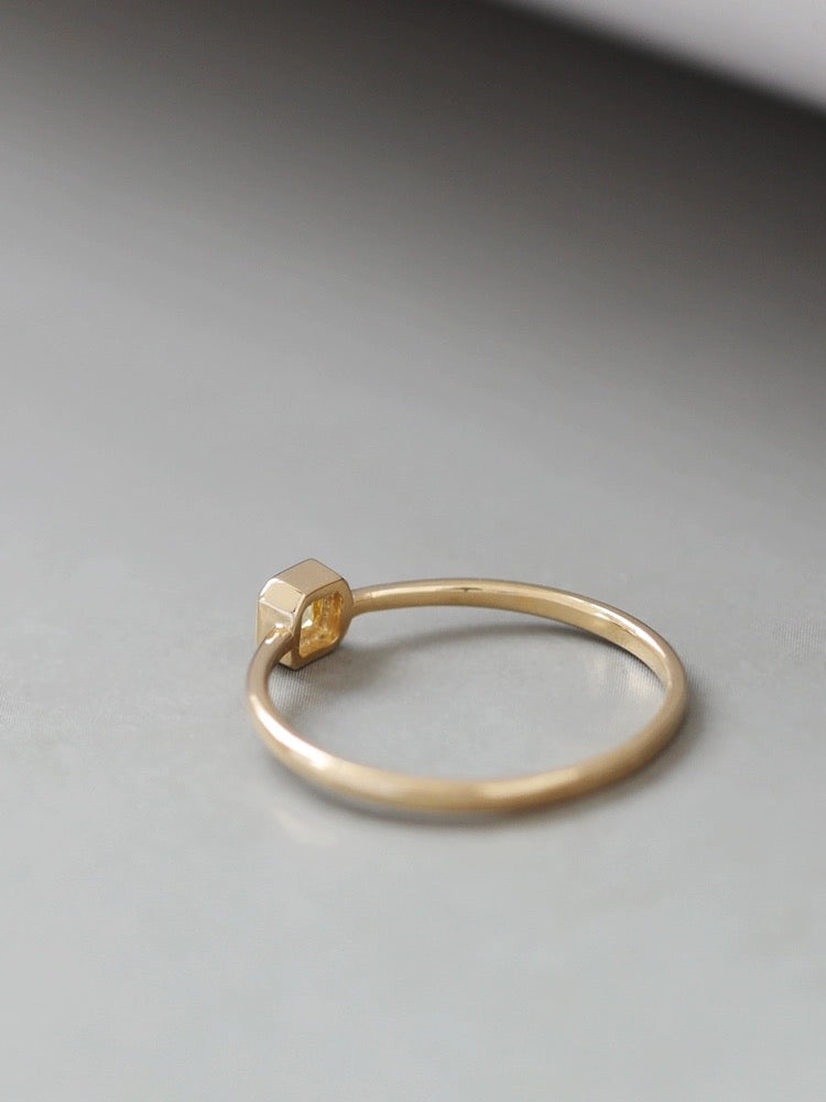 Yellow Stone Cube Stackable Ring