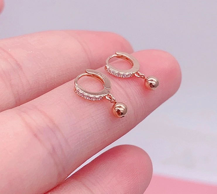 Pave Drop Dome Huggie Hoops