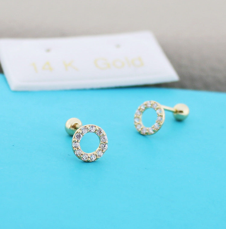 Mini Moissanite Studded Circle Stud Earrings