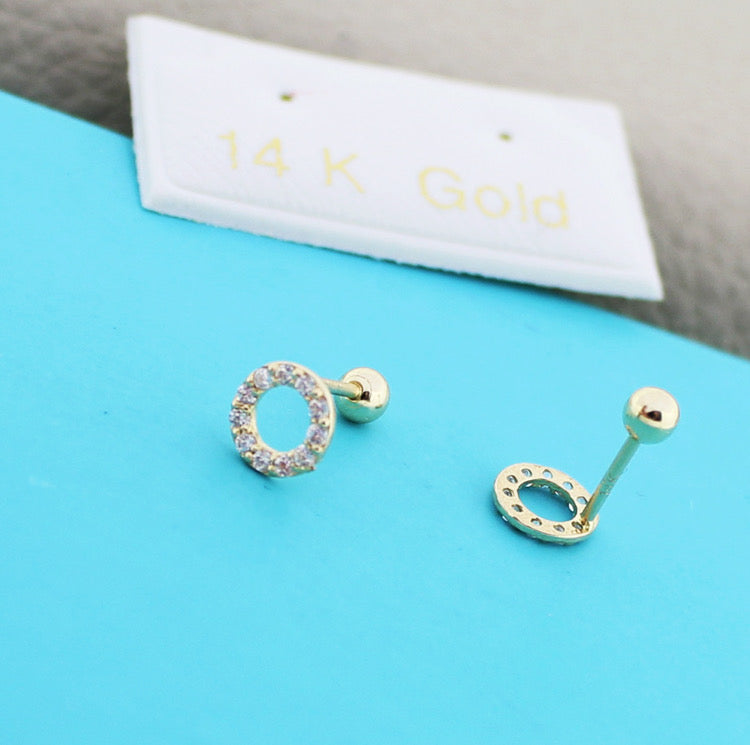 Mini Moissanite Studded Circle Stud Earrings