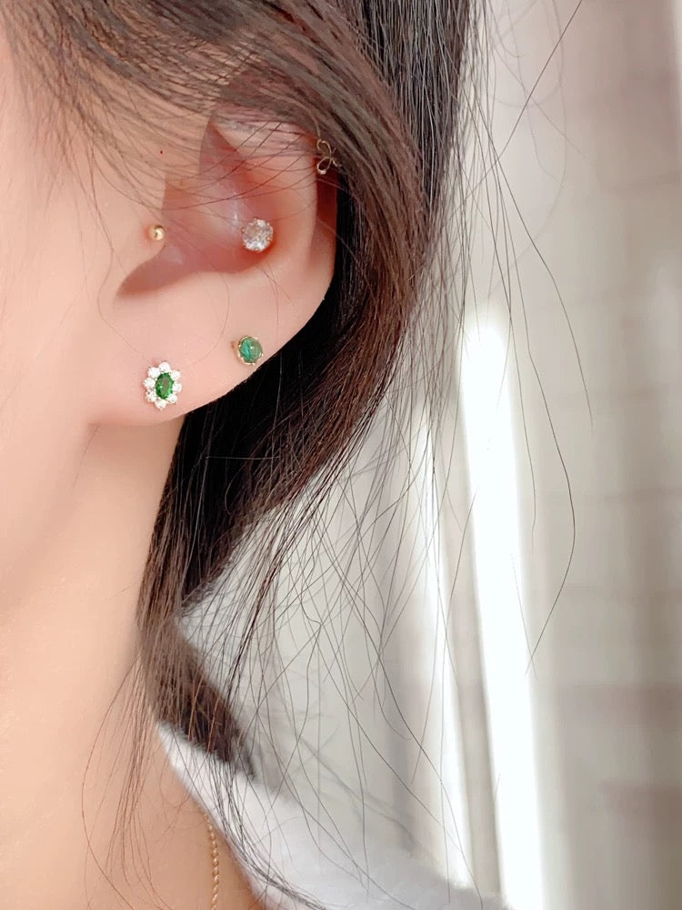 Green Cluster Stud Earrings