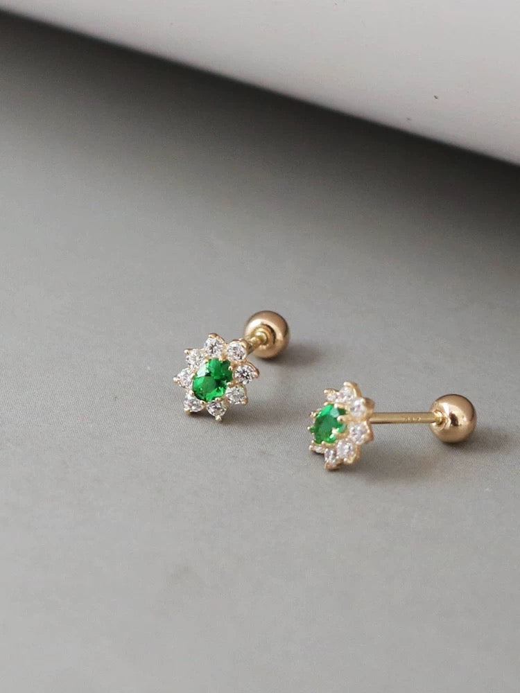 Green Cluster Stud Earrings