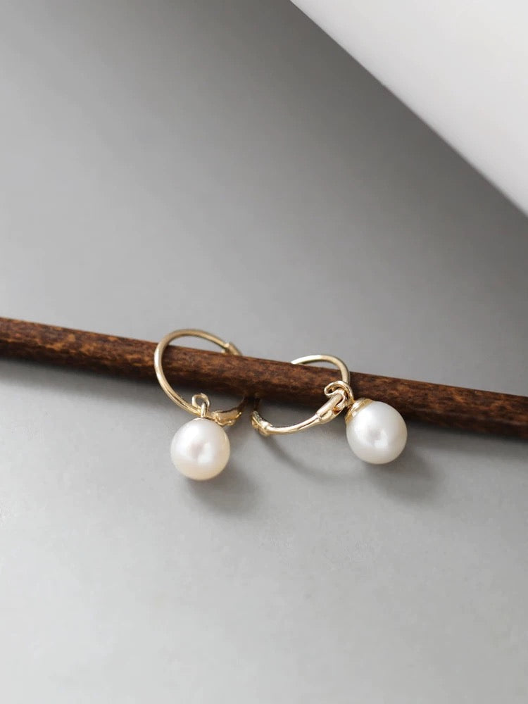 Pearl Charm Huggie Hoops