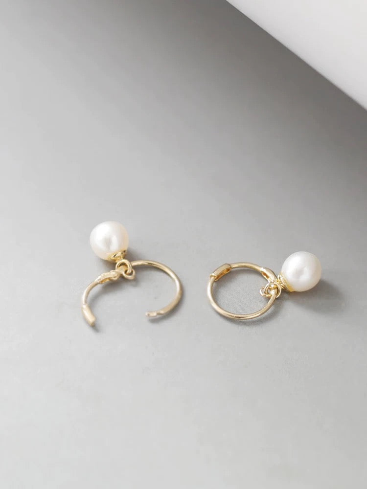 Pearl Charm Huggie Hoops