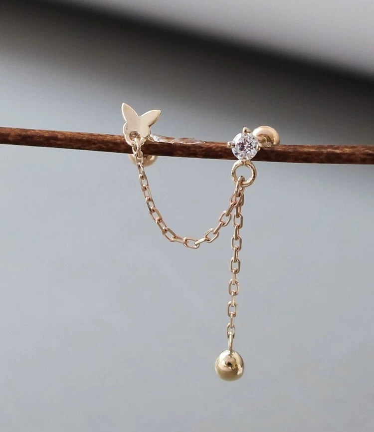 Douglas Butterfly Chain Double Stud Earrings