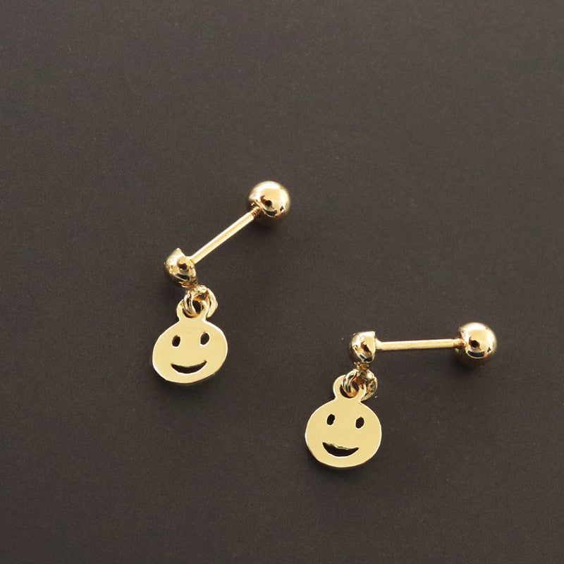 Happy Face Drop Stud Earrings