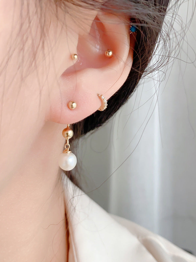 Drop Pearl Bar Stud Earrings