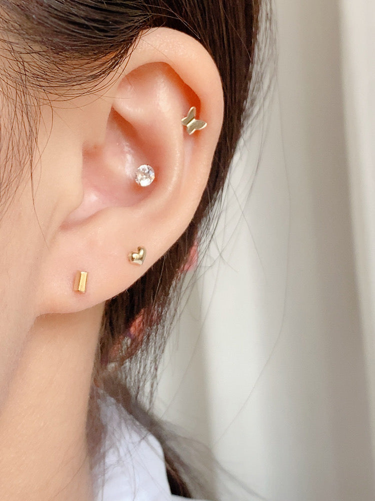 Open Hex Bar Stud Earrings