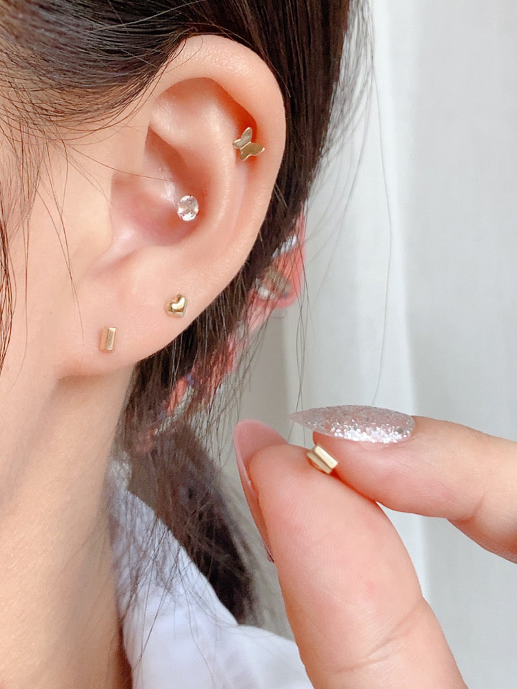 Open Hex Bar Stud Earrings