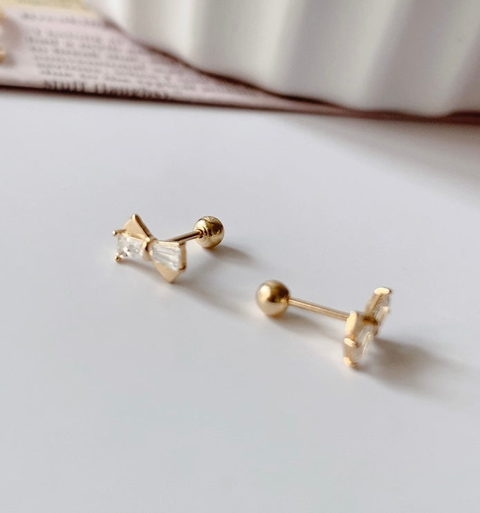 Jewelled Cross Tie Bow Stud Earrings