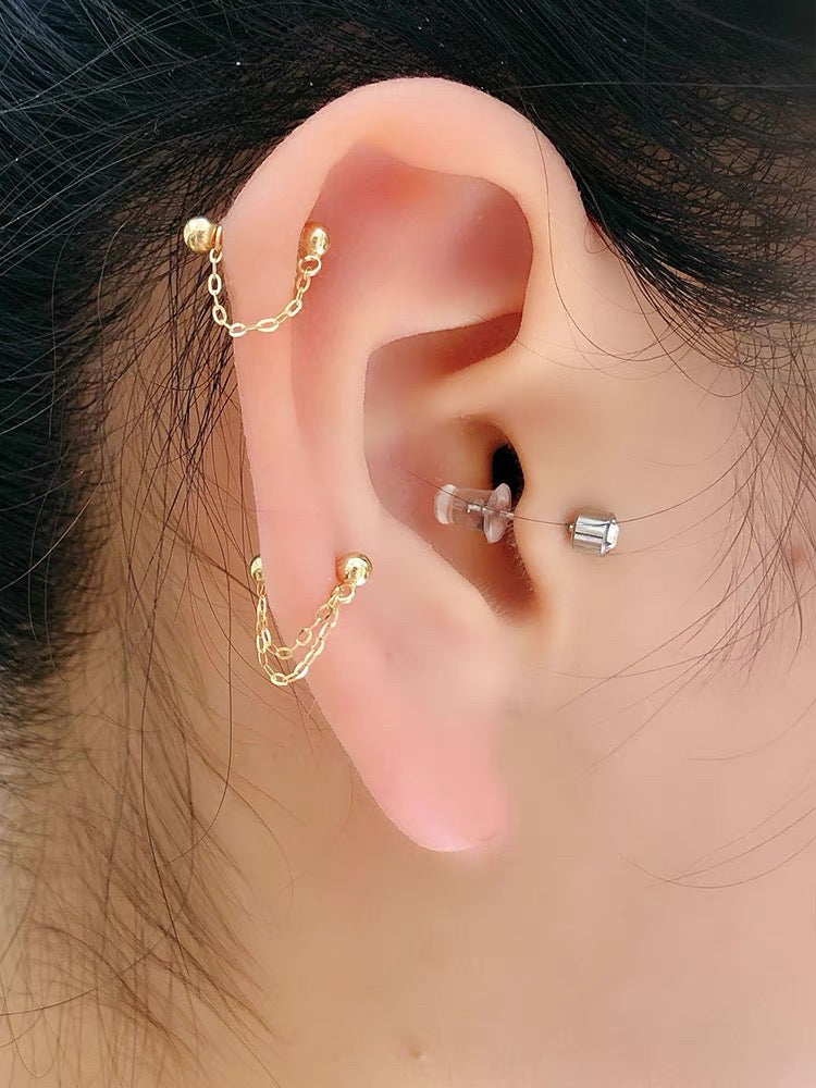 Detachable Double Chain Stud Earrings