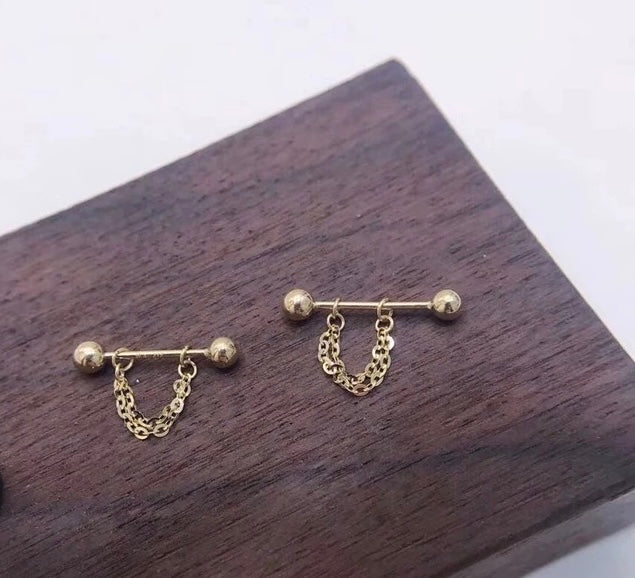 Detachable Double Chain Stud Earrings