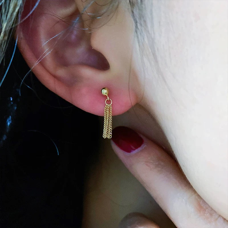 Tassel Chain Brush Stud Earrings