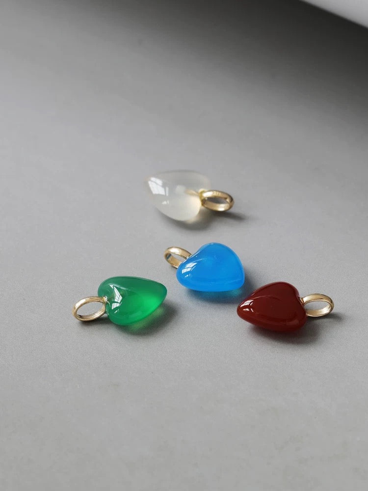 Colored Heart Stone Charm Pendant