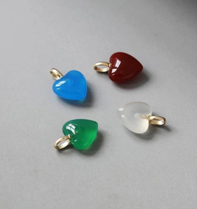 Colored Heart Stone Charm Pendant