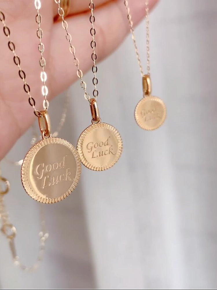 'Good Luck' Engraved Charm Necklace