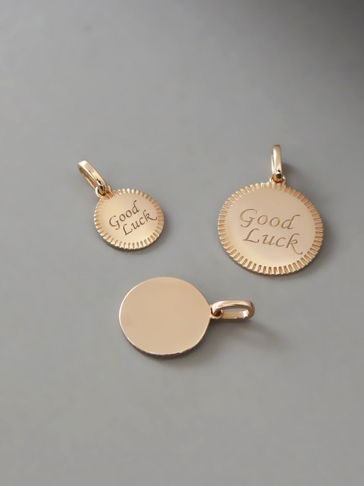 'Good Luck' Engraved Charm Pendant