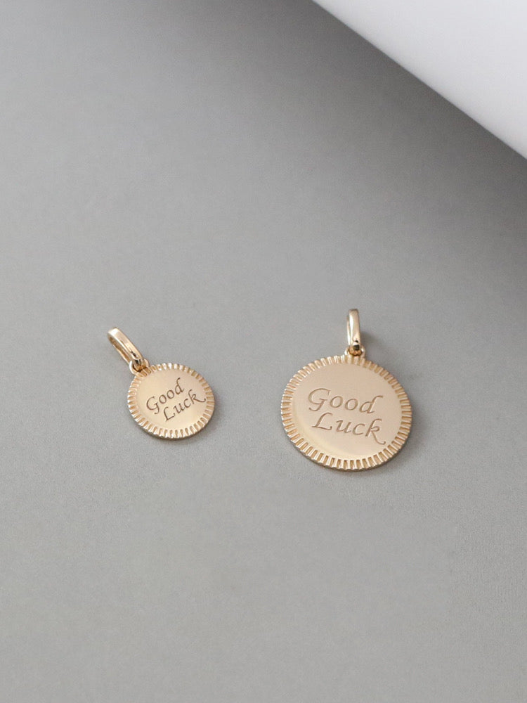 'Good Luck' Engraved Charm Pendant