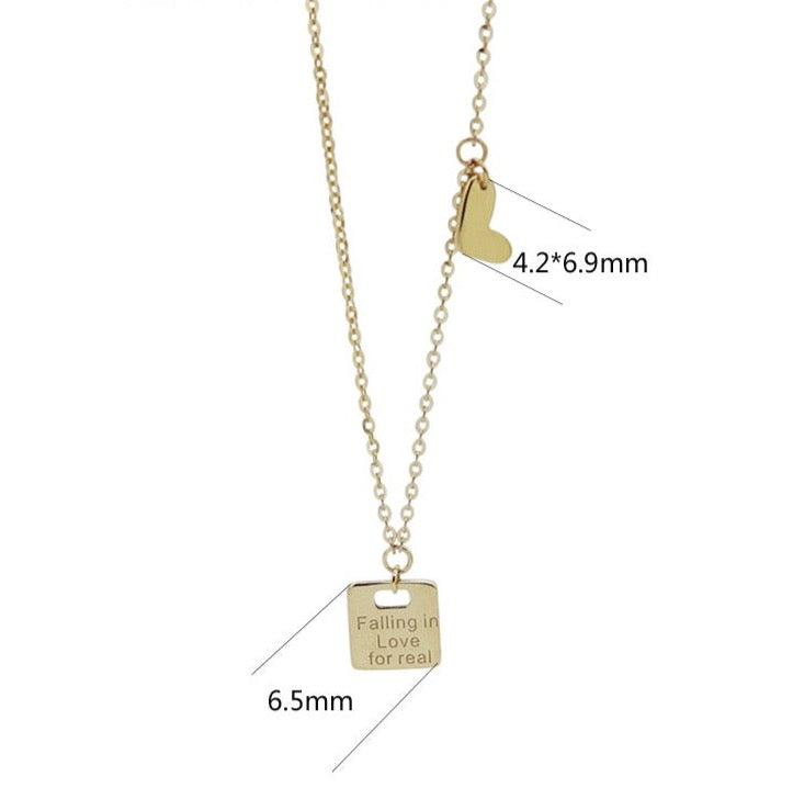 Love Struck Tag & Heart Charm Necklace