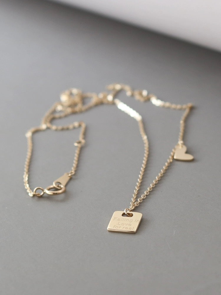 Love Struck Tag & Heart Charm Necklace