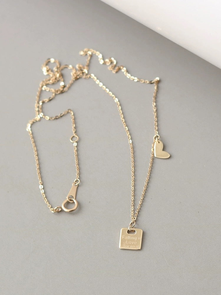 Love Struck Tag & Heart Charm Necklace