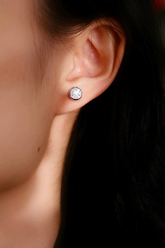 Rounded Bezel Stud Earrings