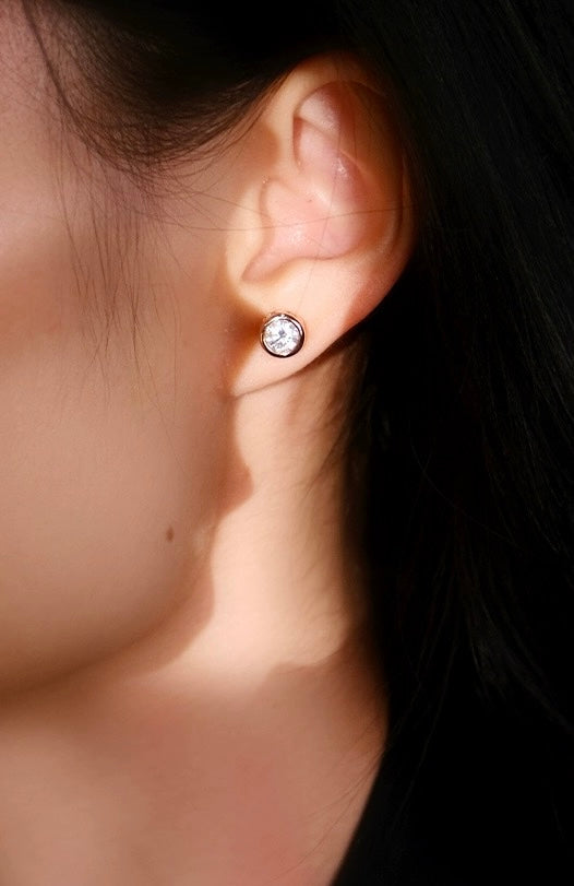 Rounded Bezel Stud Earrings