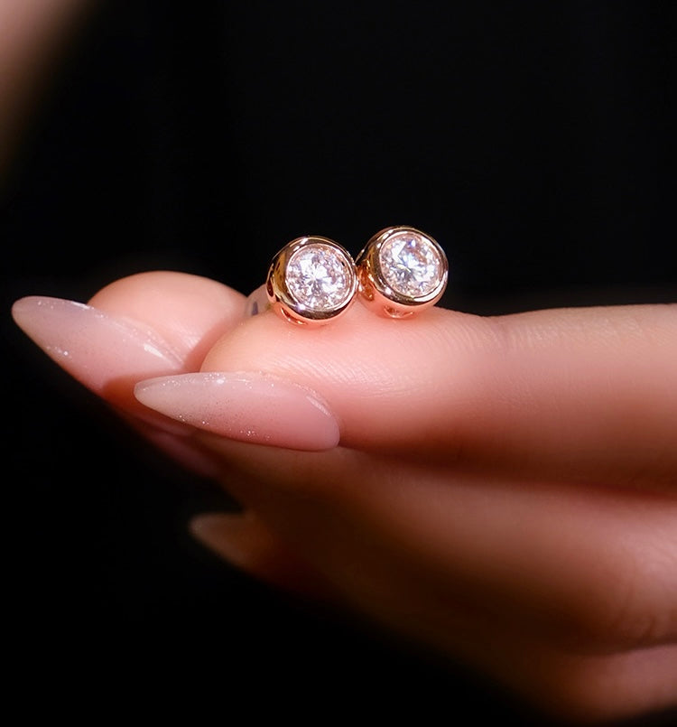 Rounded Bezel Stud Earrings