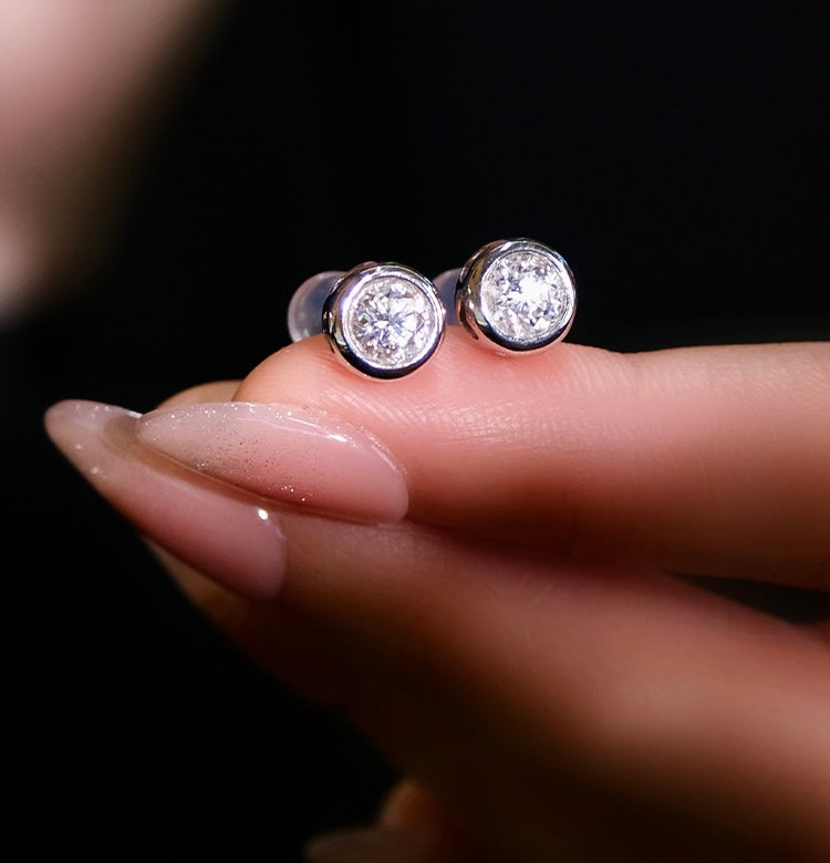 Rounded Bezel Stud Earrings