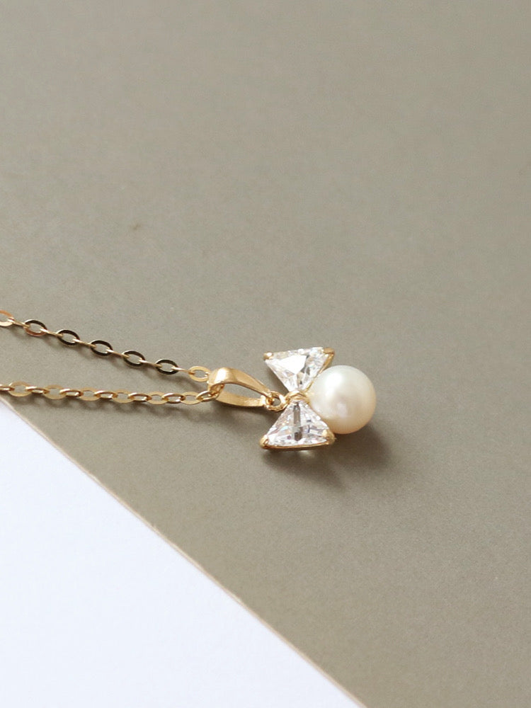 Bow Tie Pearl Charm Pendant