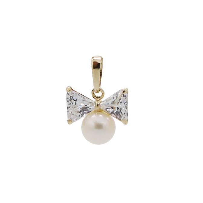 Bow Tie Pearl Charm Pendant