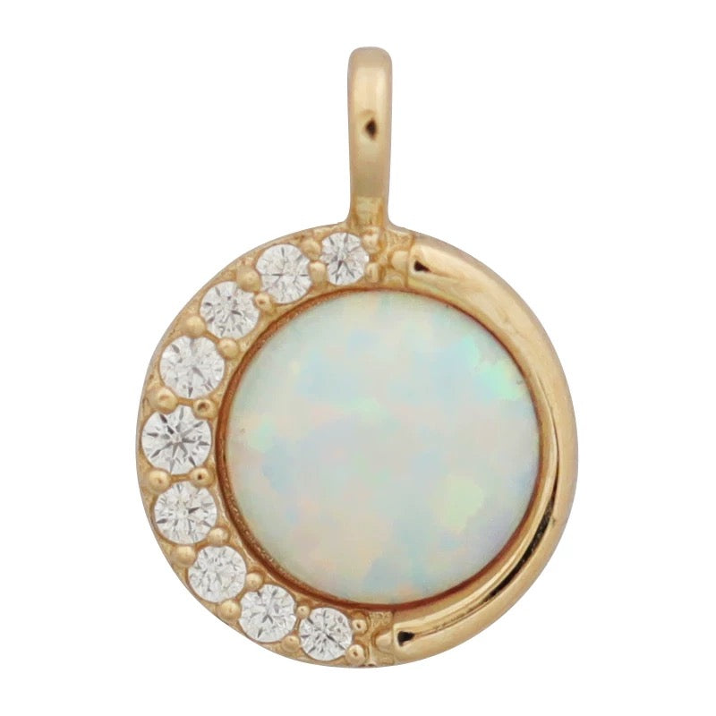 Opal Moon Orbit Charm Necklace