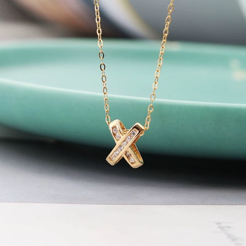 Pave Cross Fold Charm Necklace