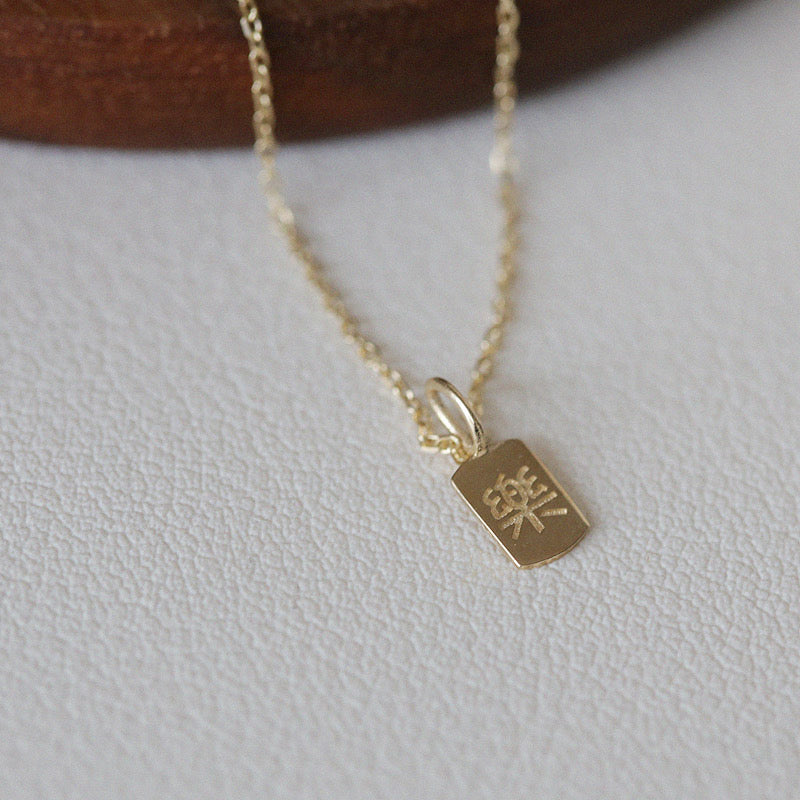 Feng Shui Engraved Charm Necklace