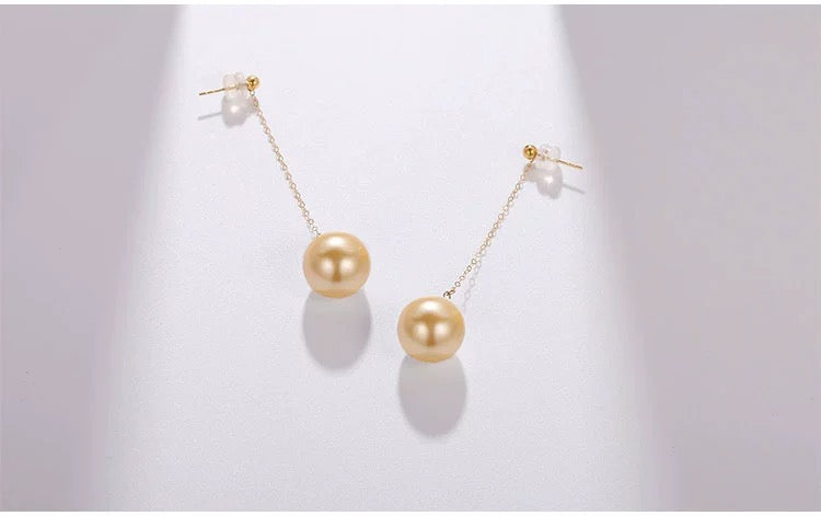 Sprayed Akoya Pearl Chain Stud Earrings