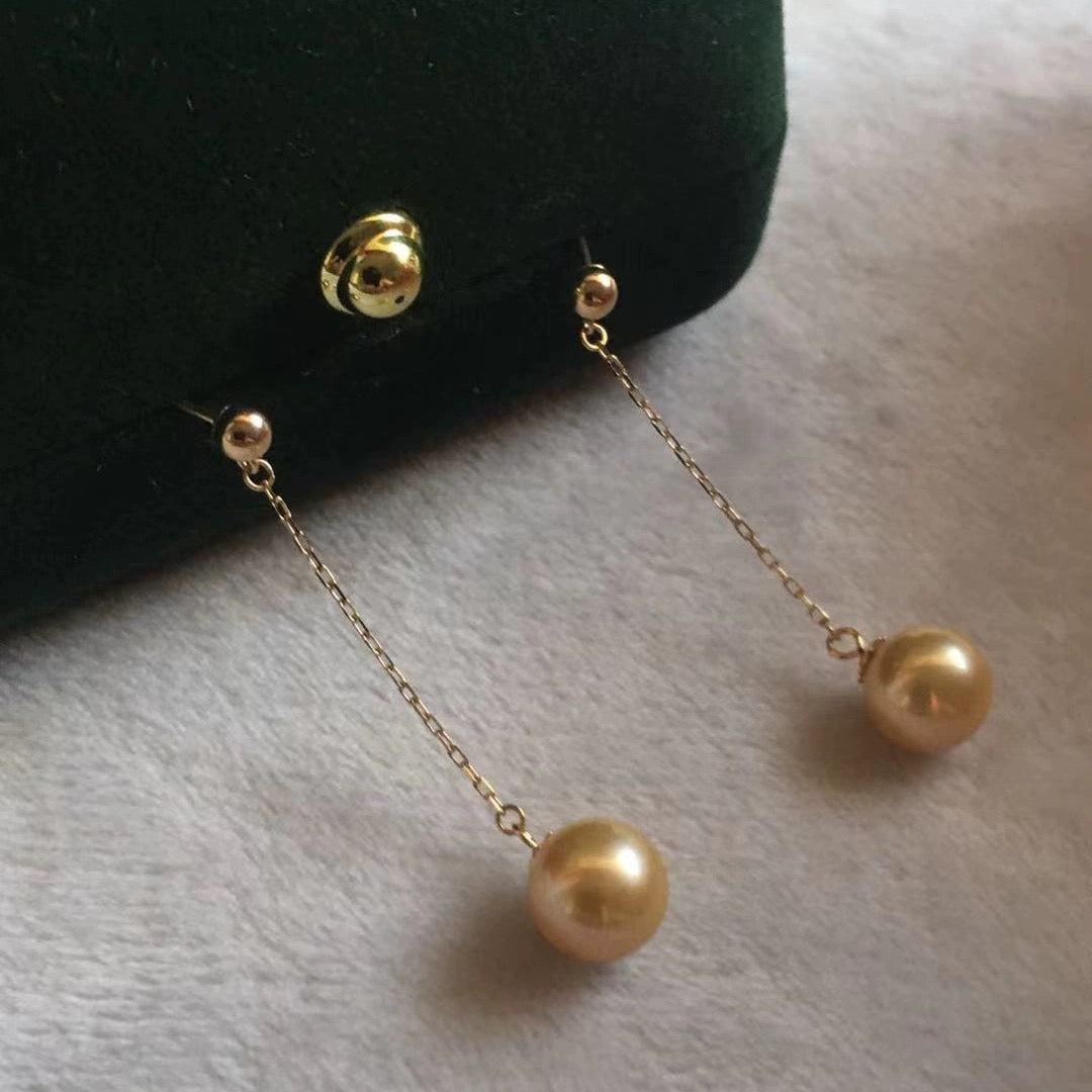 Sprayed Akoya Pearl Chain Stud Earrings