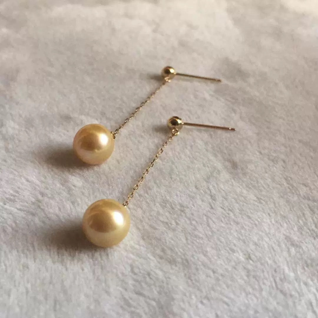 Sprayed Akoya Pearl Chain Stud Earrings