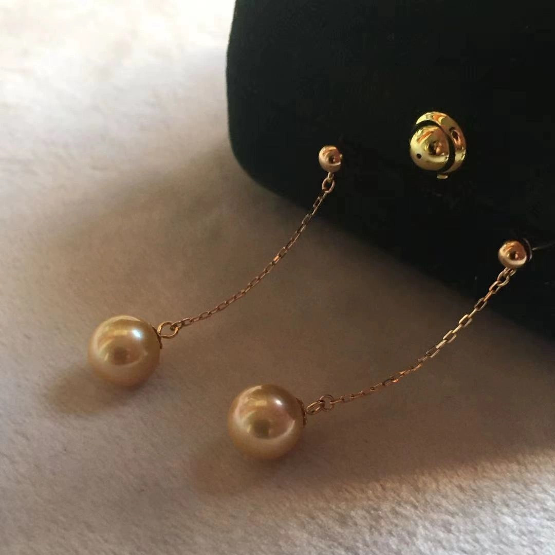 Sprayed Akoya Pearl Chain Stud Earrings