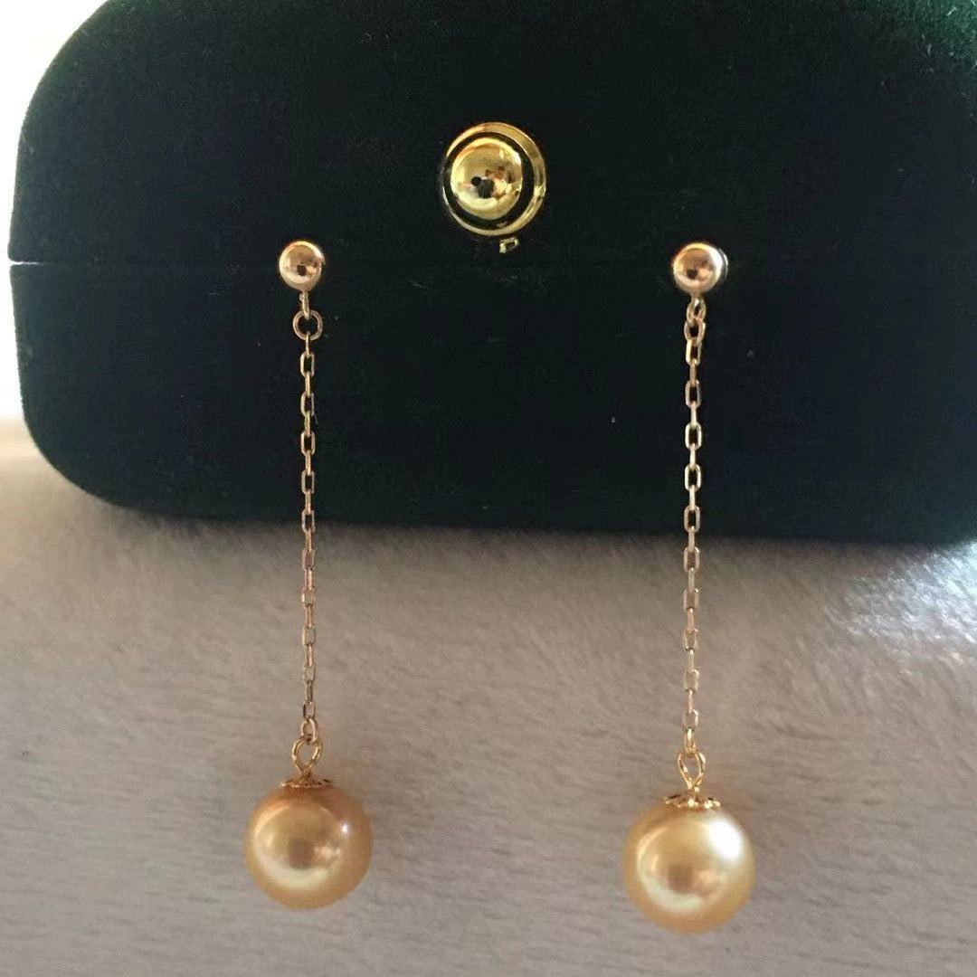 Sprayed Akoya Pearl Chain Stud Earrings