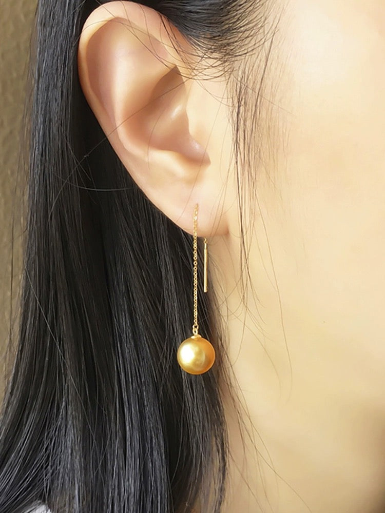 Sprayed Akoya Pearl Chain Earrings