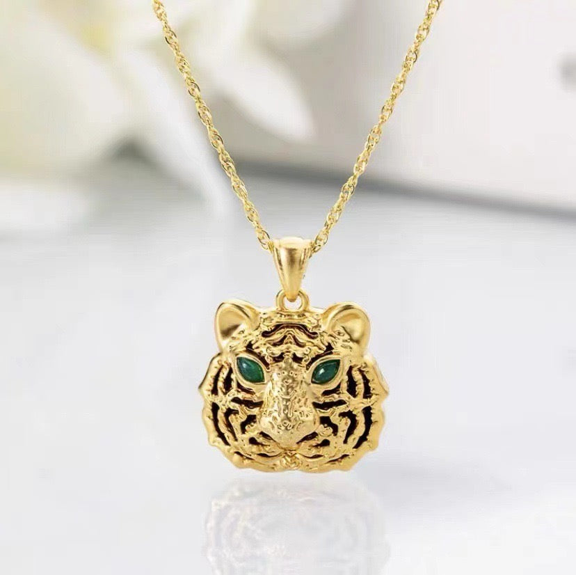 Tiger Head Charm Necklace