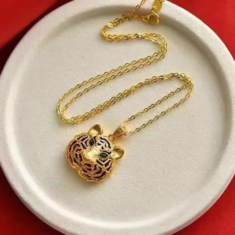 Tiger Head Charm Necklace