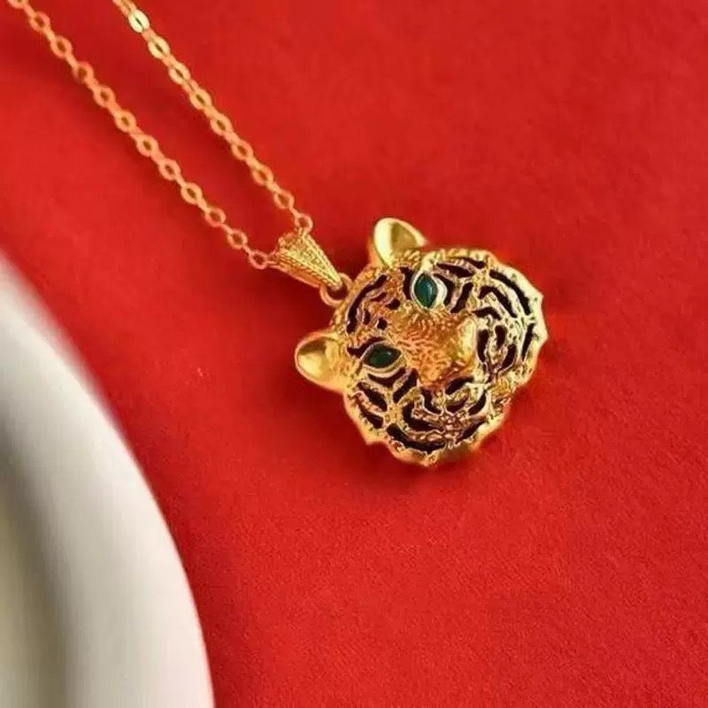 Tiger Head Charm Necklace