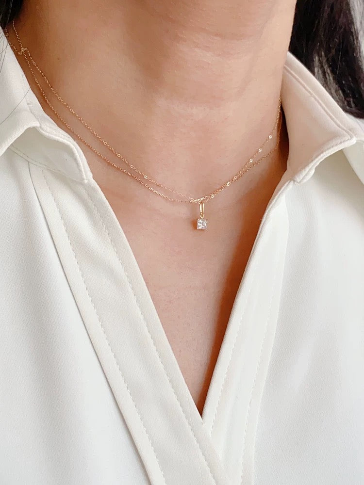 Hanging Moissanite Charm Necklace