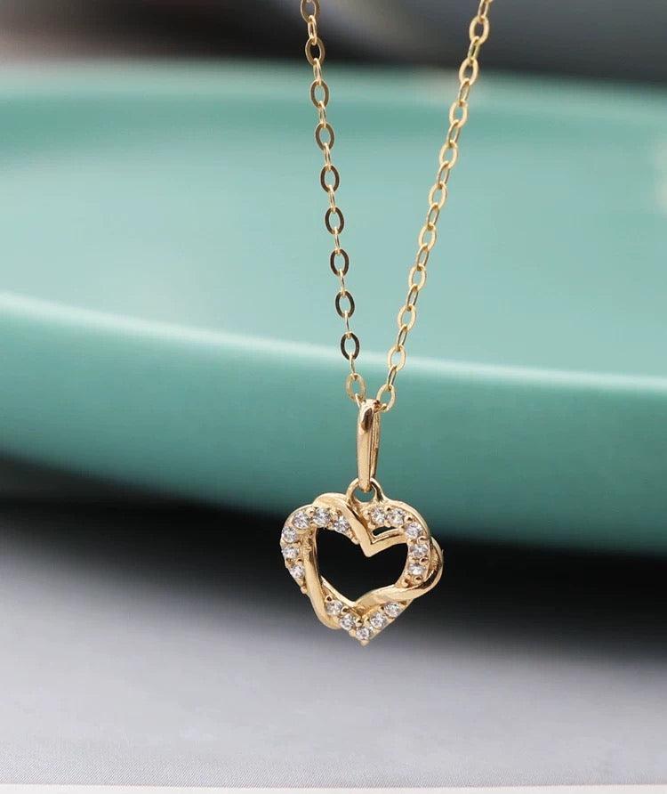 Double Intertwined Heart Charm Necklace