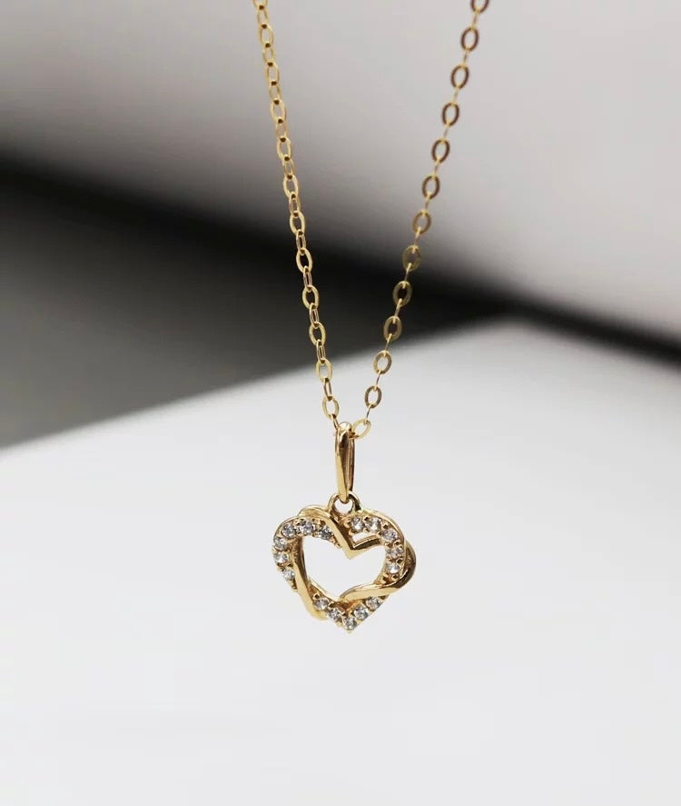 Double Intertwined Heart Charm Necklace