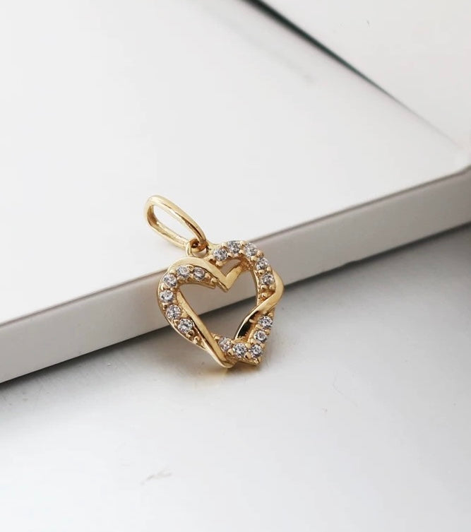 Double Intertwined Heart Charm Pendant