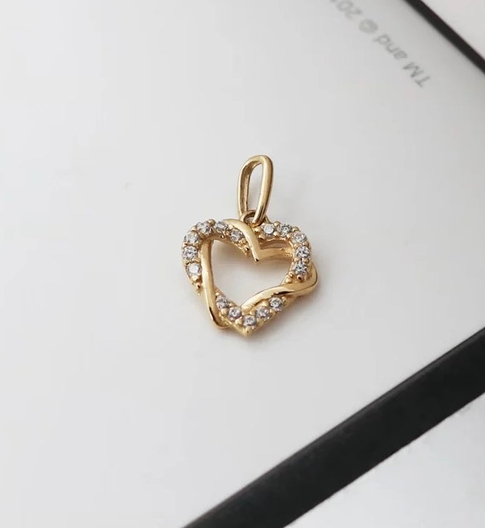 Double Intertwined Heart Charm Pendant