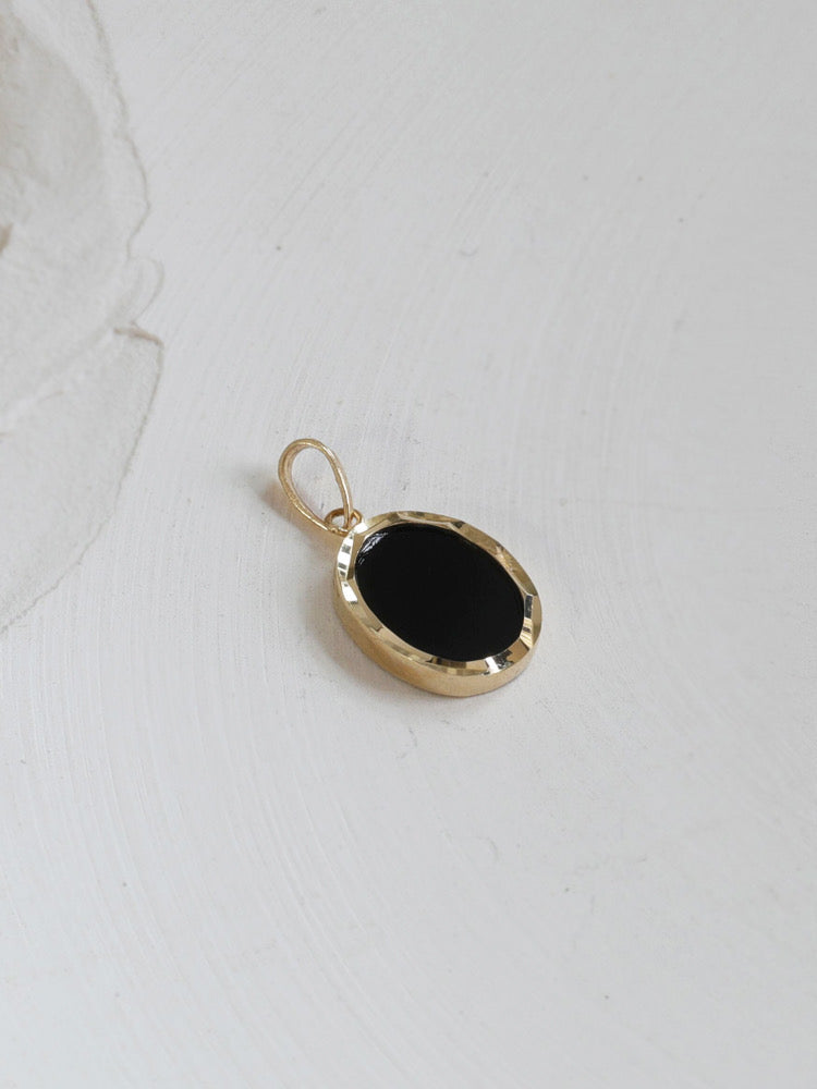 Black Oval Charm Pendant